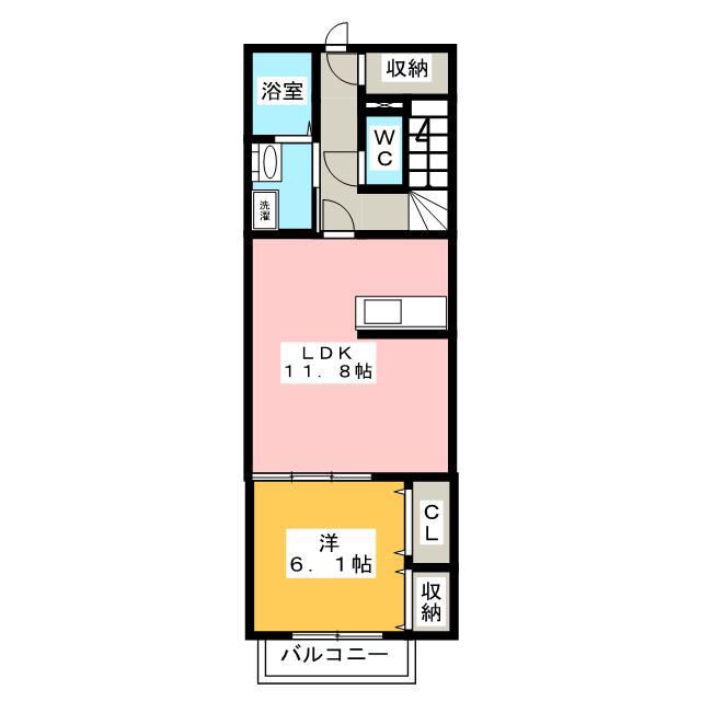 BROOKLYNI(1LDK/2階)の間取り写真