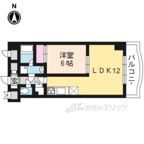 サンパルク伏見桃山(1LDK/2階)の間取り写真
