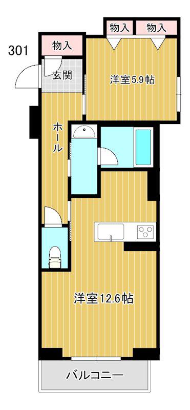 メゾン ド ファベル(1LDK/3階)の間取り写真