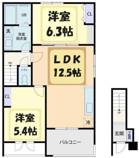 TIARA(2LDK/2階)の間取り写真