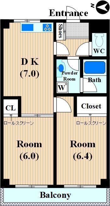 ハイツフィレンツェ(2DK/1階)の間取り写真