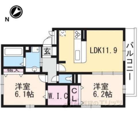 MERCI大将軍Ⅱ(2LDK/2階)の間取り写真