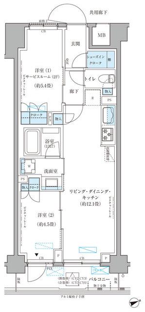 パークアクシス文京本郷(1SLDK/2階)の間取り写真