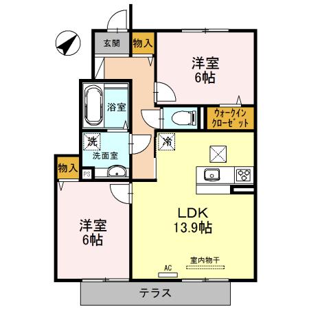 CASA・CALIENTE(2LDK/1階)の間取り写真
