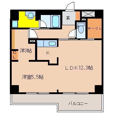 AINA公園通(1SLDK/8階)の間取り写真