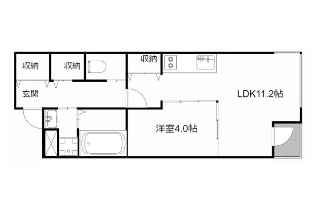 クオーレ浄心(1LDK/1階)の間取り写真