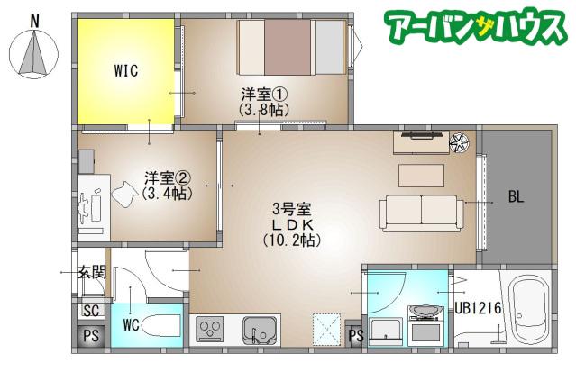 REGALEST 今(2LDK/1階)の間取り写真