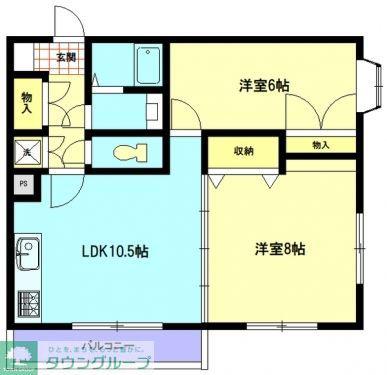 ドエル砂押橋(2LDK/4階)の間取り写真