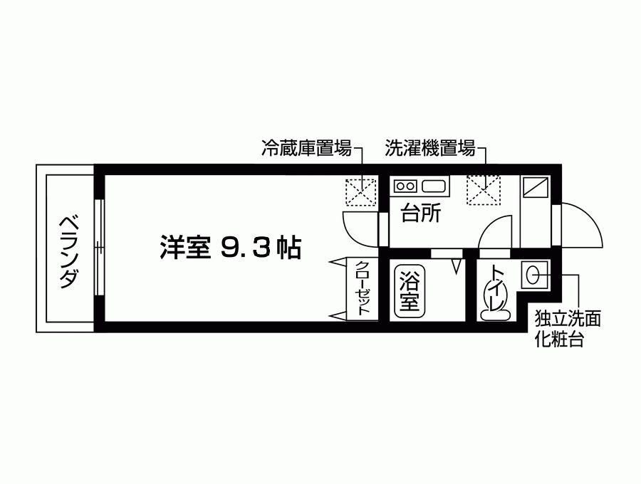 ジェイズみずほ台(1K/4階)の間取り写真