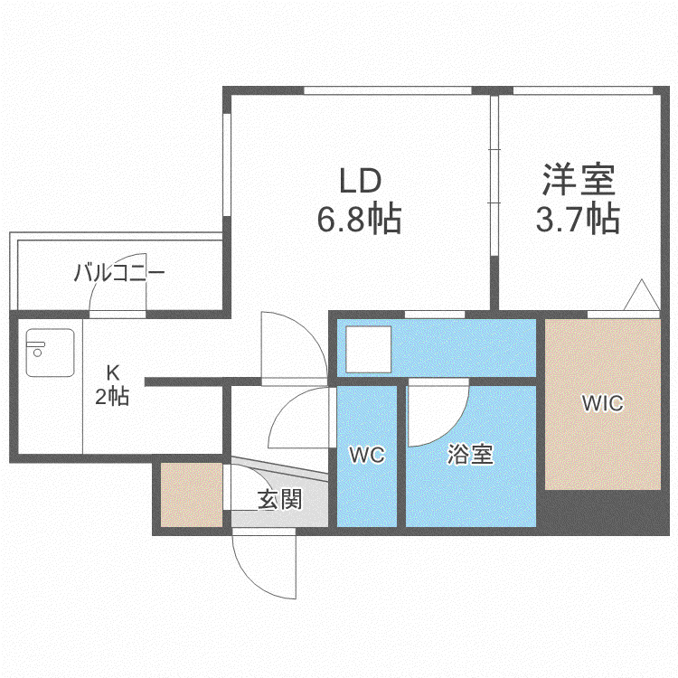 ERYS琴似(1LDK/2階)の間取り写真