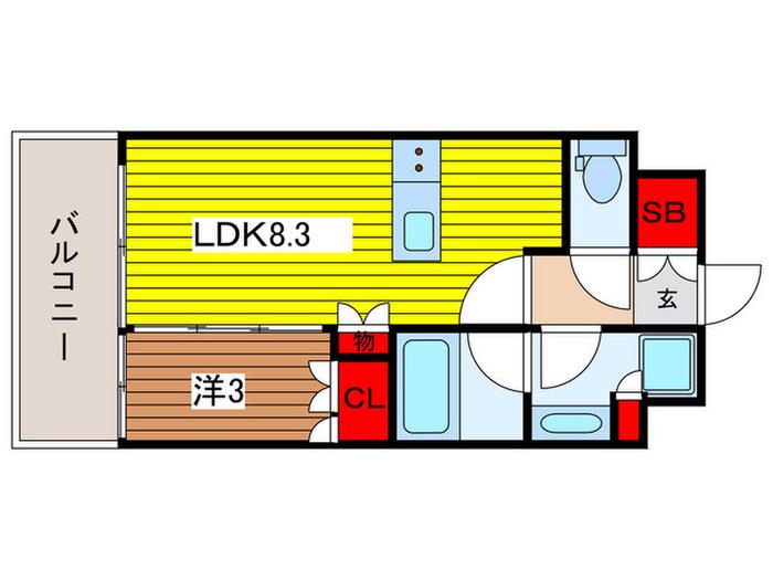 ドゥーエ大宮II(1LDK/3階)の間取り写真
