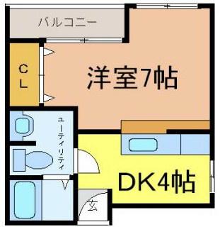 ラ・デファンス(1DK/3階)の間取り写真