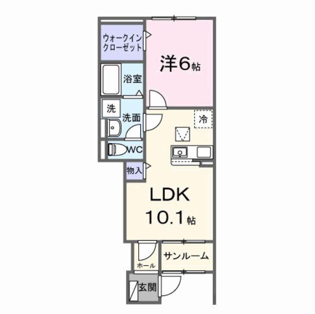 ヒカルサ岐阜琴塚サウス(1LDK/1階)の間取り写真