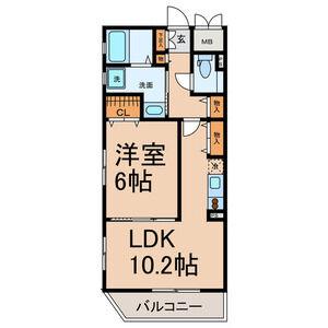エムロード(1LDK/4階)の間取り写真