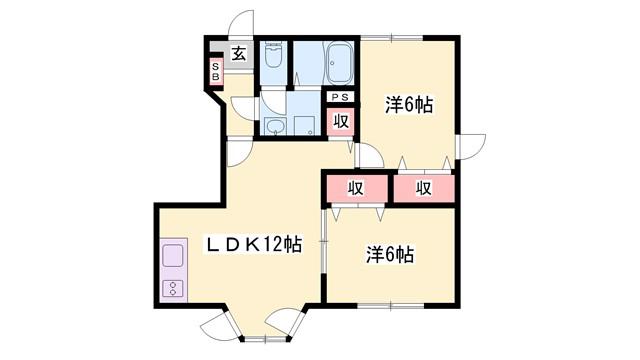 ルナパルク(2LDK/1階)の間取り写真