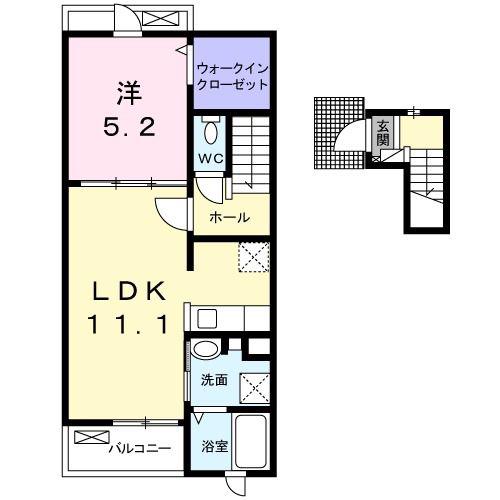 パルタージュII(1LDK/2階)の間取り写真