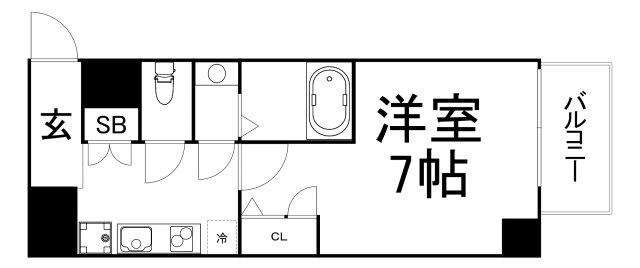 スワンズシティ大手前ソレイユ(1K/2階)の間取り写真