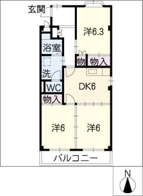 セントポーリア武路(3DK/1階)の間取り写真