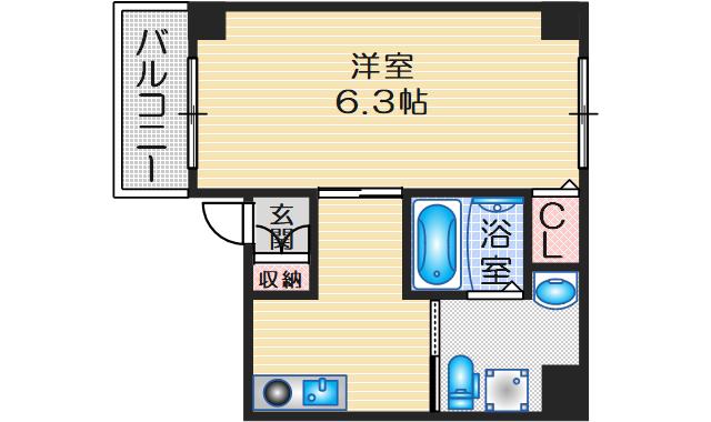SQUARE9豊中(1K/1階)の間取り写真