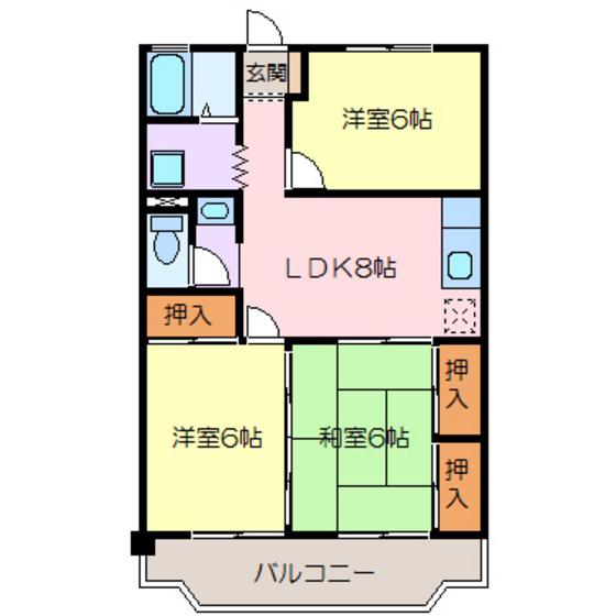 クイーンハイツ(3LDK/4階)の間取り写真
