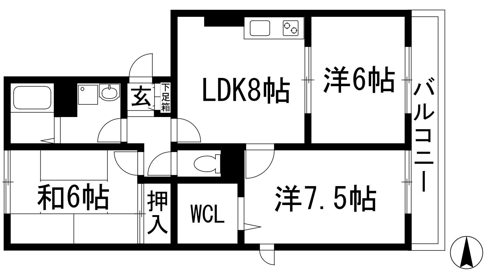 ウインディ川西(3LDK/3階)の間取り写真