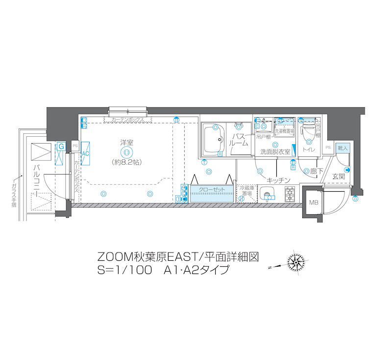 ZOOM秋葉原イースト(1K/4階)の間取り写真