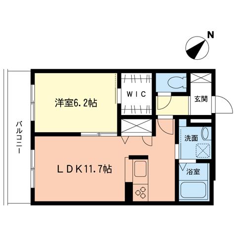 クレスタ湘南(1LDK/2階)の間取り写真
