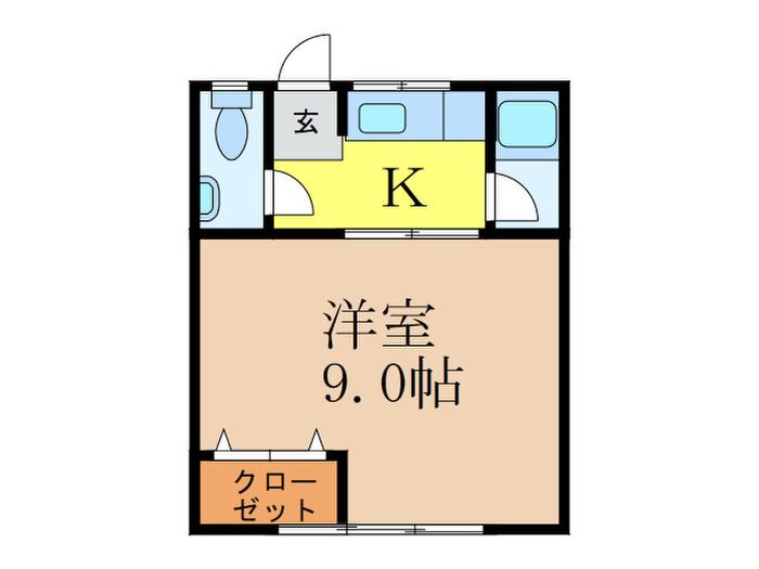 高梨ハイツ(1K/2階)の間取り写真