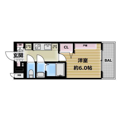 プレリス北巽駅前ラバルス(1K/5階)の間取り写真