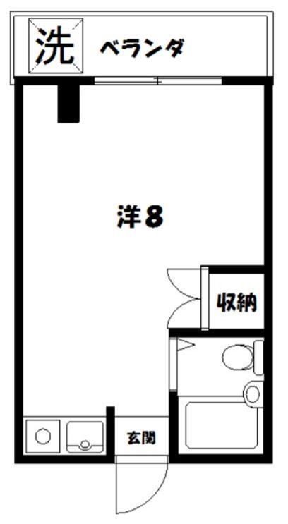 ロジナ・ケヤキ(ワンルーム/2階)の間取り写真