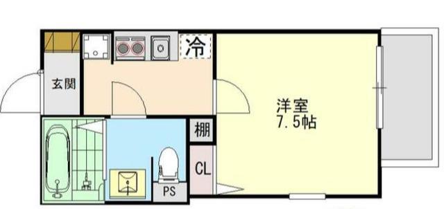 セレーノ中井(1K/2階)の間取り写真