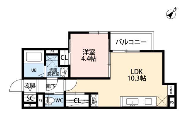 CB和白セレン(1LDK/2階)の間取り写真