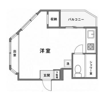 フラット藤(ワンルーム/4階)の間取り写真