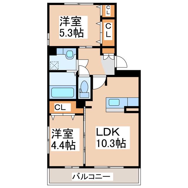 リーブリング田迎(2LDK/1階)の間取り写真