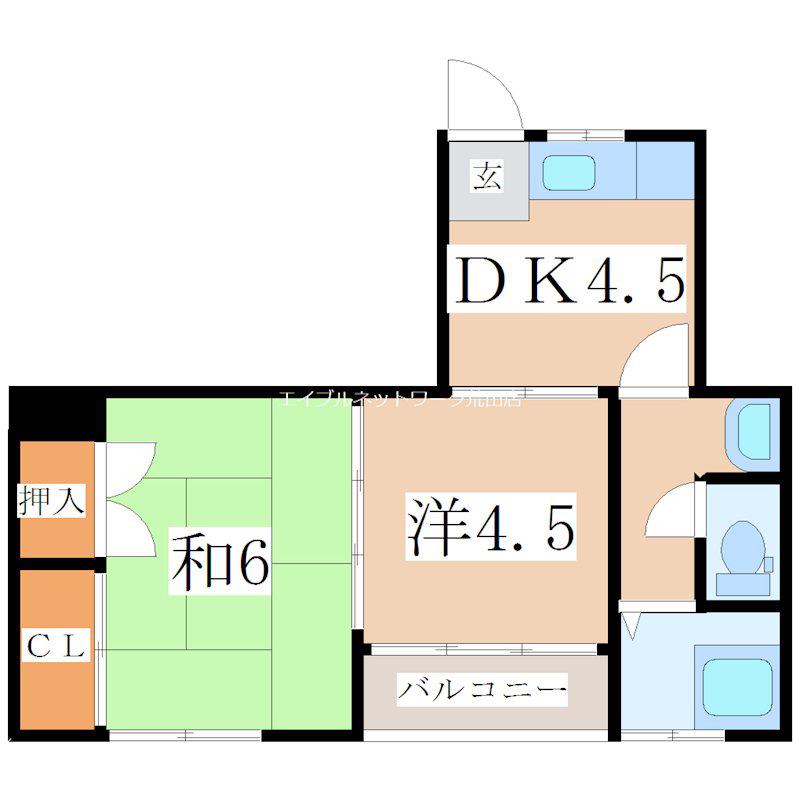 園田マンション(2K/3階)の間取り写真
