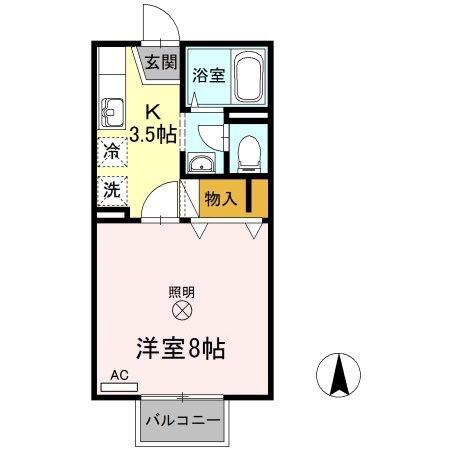 メゾンたちばなC棟(1K/2階)の間取り写真