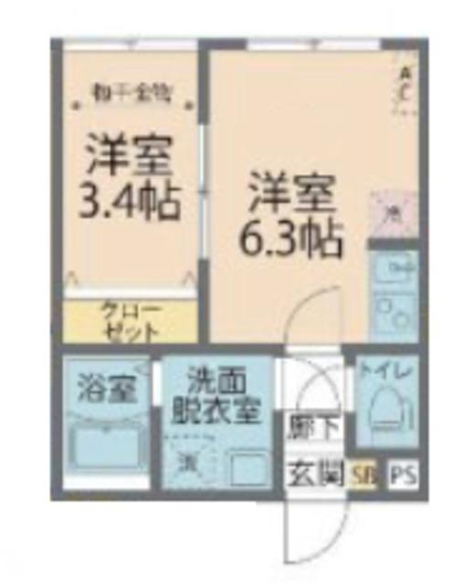 カインドネス狭山ヶ丘ノース(1DK/3階)の間取り写真