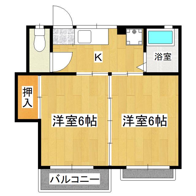 福田コーポA棟(2K/2階)の間取り写真
