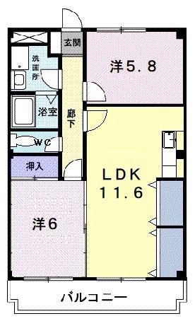 サニーガーデン(2LDK/3階)の間取り写真