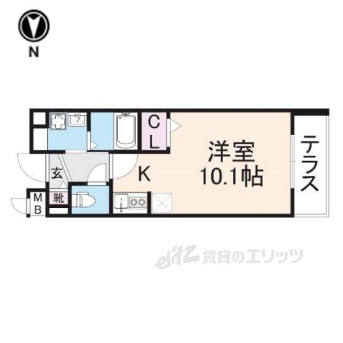 カーロ ヴィアラッテア(ワンルーム/3階)の間取り写真