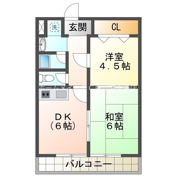 フリベール高見(2DK/2階)の間取り写真