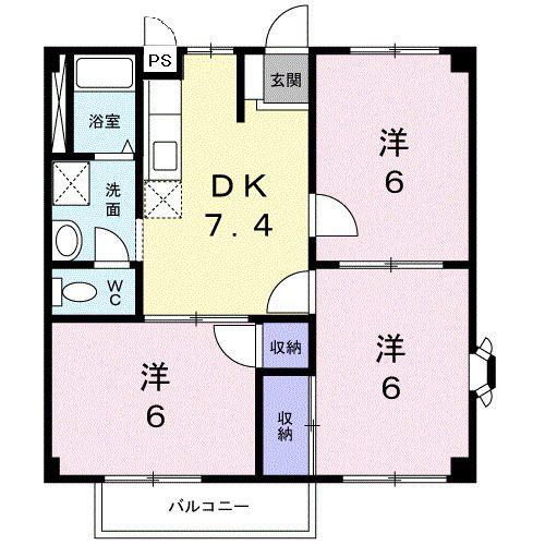 エスポワール佐屋(3DK/2階)の間取り写真
