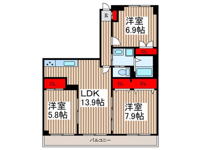 ISM大宮三橋(3LDK/7階)の間取り写真