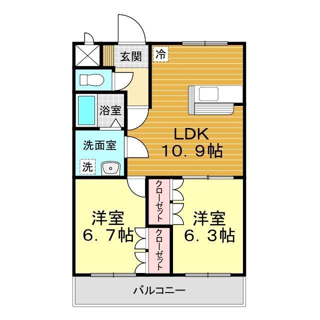 グリーンパレス(2LDK/1階)の間取り写真