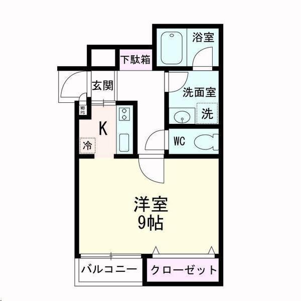 ストゥデイオ・ローズマリー(1K/1階)の間取り写真