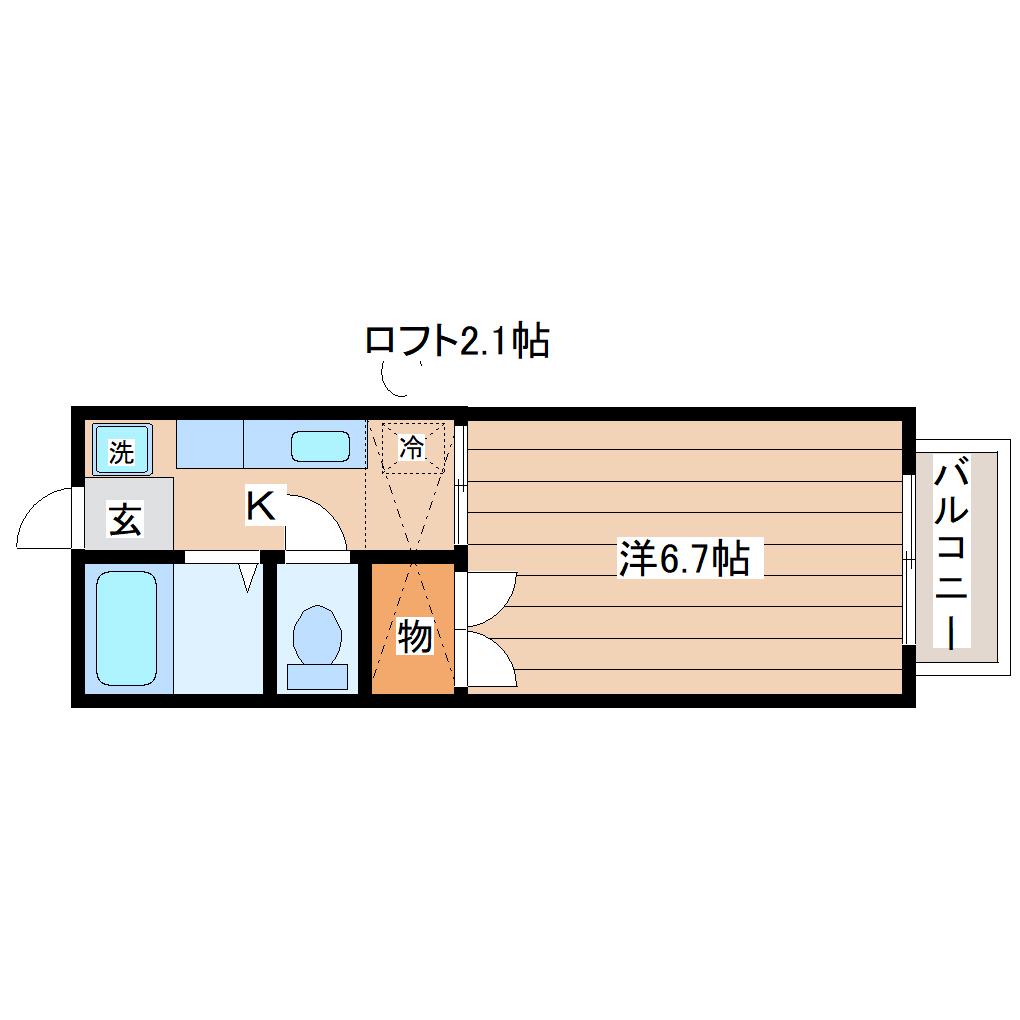 ブリティッシュヒルズ(1K/2階)の間取り写真