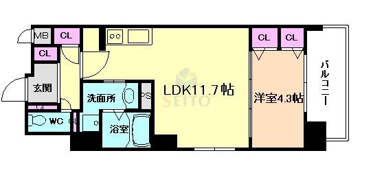LA GRACE FUKUSHIMAII(1LDK/7階)の間取り写真
