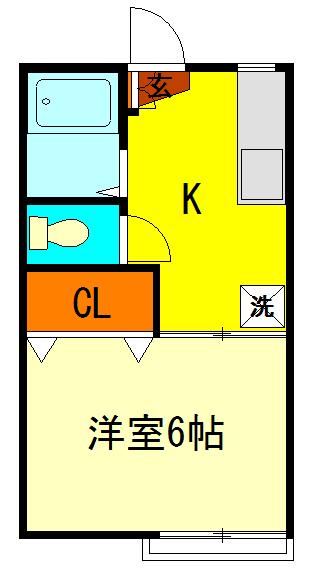 ニューハイム国分寺A棟(1K/2階)の間取り写真