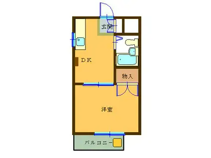 サンケンパレス北野II(1K/2階)の間取り写真