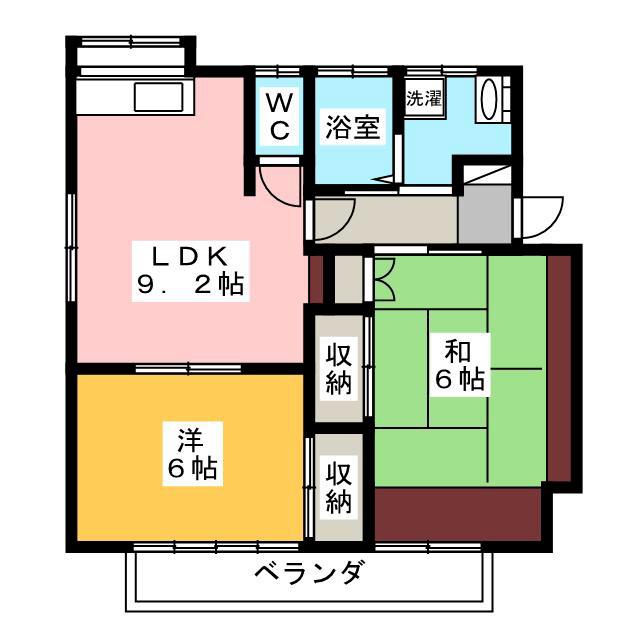 桜井コーポ(2LDK/2階)の間取り写真